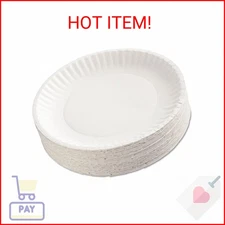 AJM Packaging Corporation Paper Plates, 9" Diameter, White, 100/Pack