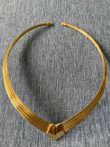 Vintage Retro Modernist Torque V Cuff Collar Necklace
