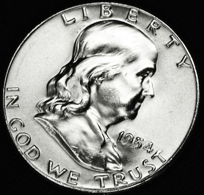 1954-p Franklin Half. 95%Full Bell lines. BU (Inventory A)