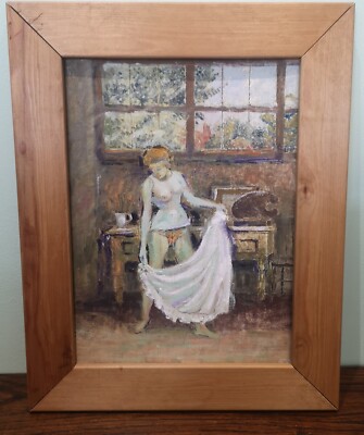 Original Franklin White Gemälde teilweise Akt Frau Öl auf Leinwand Tafel