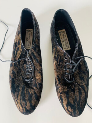 Elegante italienische Damen-Designer-Schuhe, schwarz/gold,  Größe 39
