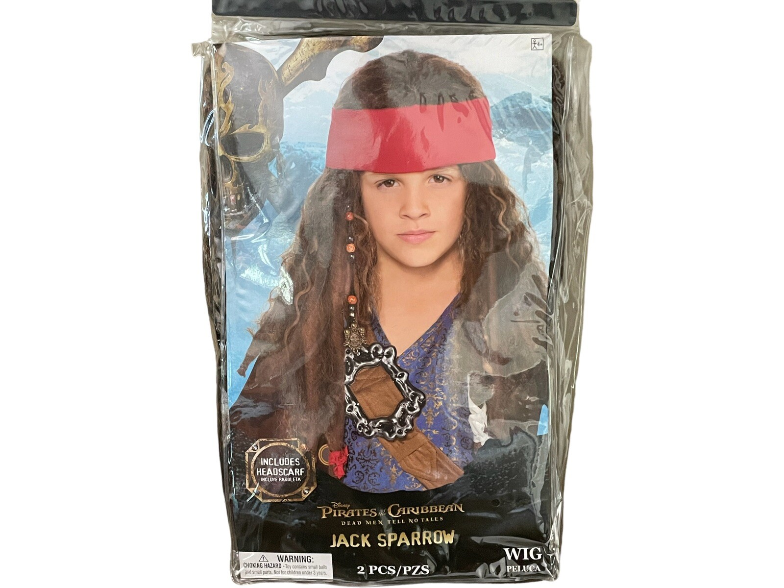 Disney Pirates of the Caribbean Jack Sparrow Costume Wig & Headscarf Johnny Depp