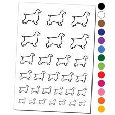 English Cocker Spaniel Dog Outline Temporary Tattoo Water Resistant Set