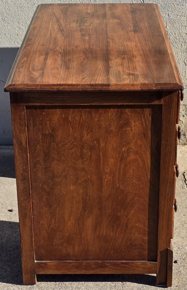 Early 1950s Vintage Maple Brown Wood Desk Antique with 7 Drawers MCM Nice!!! - Image 3 of 4