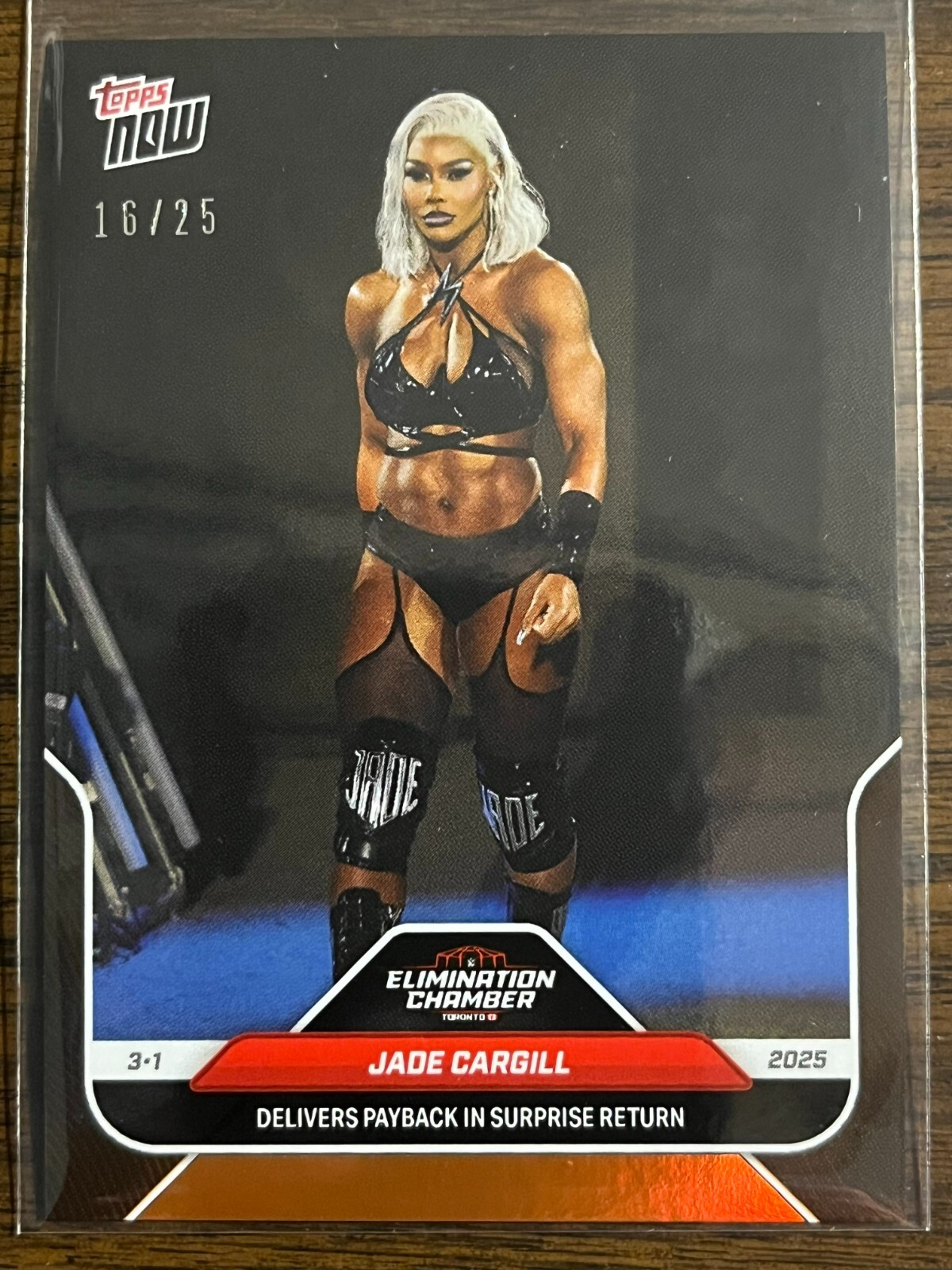 2025 Topps Now WWE #28 Jade Cargill Elimination Chamber ORANGE 16/25