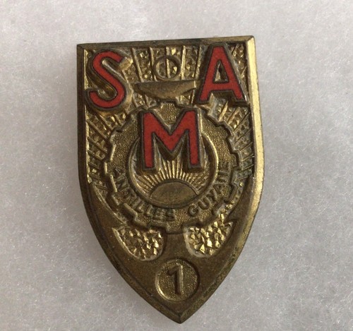 Insigne émail Original 2° Bataillon SMA ANTILLES GUYANE TDM (occasion, Deux Anneaux)
