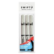 Whiteboard Markers Compact 3pk Black Ink.