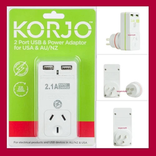 US Travel Adapter,AU to USA Universal Travel Plug with 2 USB C and A Ports Korjo