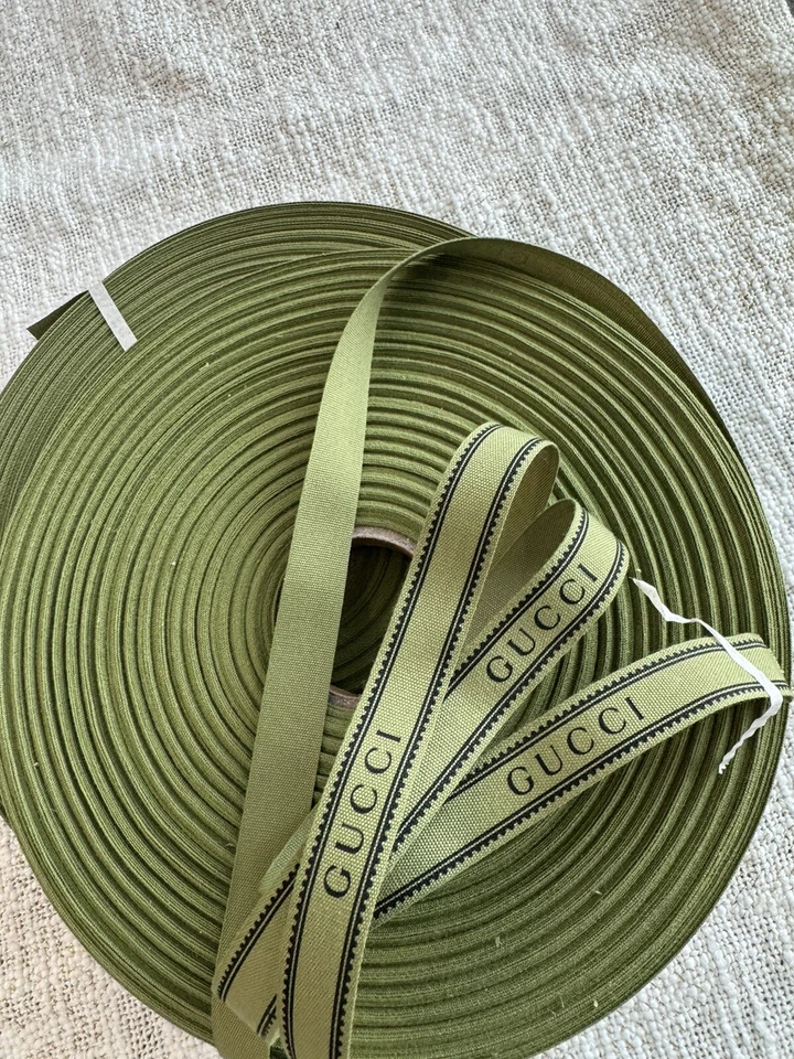 Authentic GUCCI Ribbon Green With Logo 100 Meters (120 Yards) Roll x 16mm NEW - Image 3 of 4