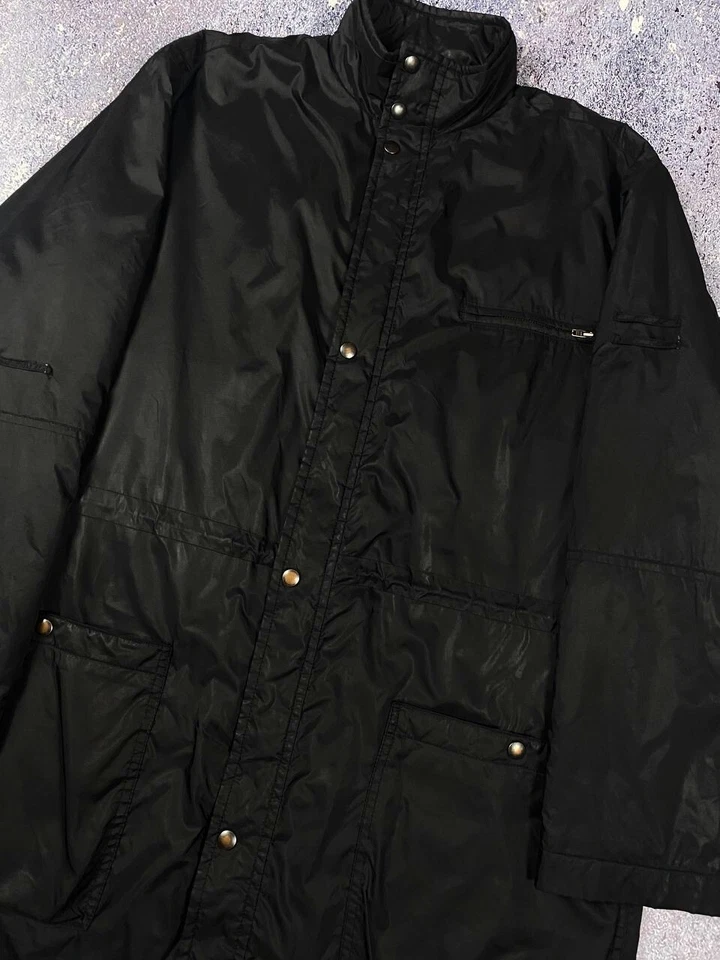 Rare Vintage Givenchy Black Nylon Long Coat Jacket Size L drawstrings - Image 2 of 4