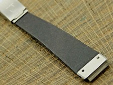 Vintage NOS Unused Black Rubber Stainless Watch Band Deployment Clasp 12mm