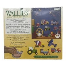 Wallies Olive Kids Wallpaper Cutouts Pre-pasted Trains Planes Trucks Set of 25