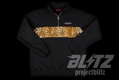 supreme half zip leopard