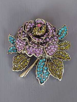 Rhinestone Crystal Rose Brooch