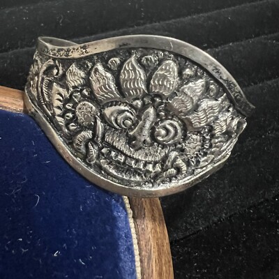 vintage sterling sliver 800 funny totem face bracelet rare find
