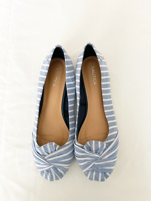 striped flat shoes