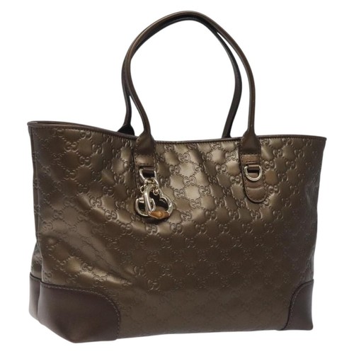 GUCCI GG Canvas Guccissima Heart Bit Tote Bag Leather Brown 269956 Auth ki5647A - 第 1/22 張圖片