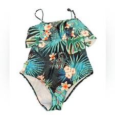 Floral cold shoulder one piece swimsuit XXL 1x