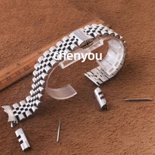 Silver Jubilee Flat+Curved End 12mm-24mm Bracelet Solid Steel Watch Band Strap