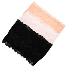 3PCS Womens Floral Lace Stretchy Strapless See Through Bandeau Tube with Bra