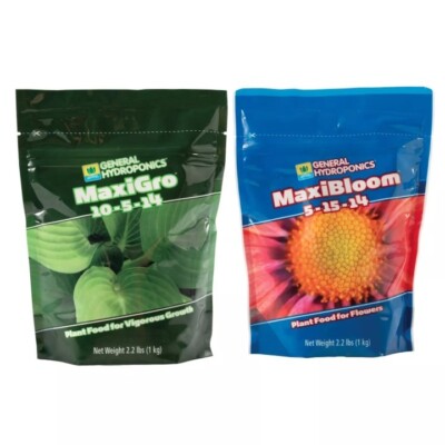 General Hydroponics Set of MaxiGro & MaxiBloom Plant Food 2.2 LBS
