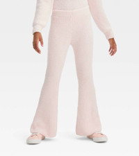 Girl's Art Class Cozy Sherpa Fuzzy Knit Flare Pink Pants 10 12 Large NEW