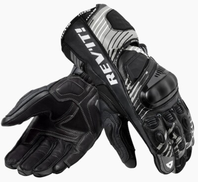 Gloves sport long motorcycle leather gloves Rev'It Apex black White TG M