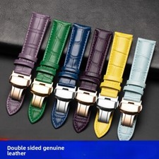 Colourful Crocodile Grain Genuine Leather Watch Strap cowhide Wristband 12-20mm