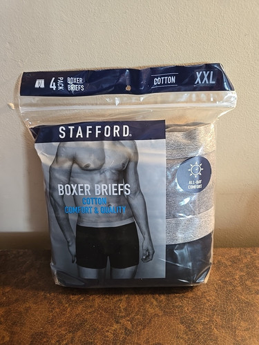 Neu Stafford 4er Pack Herren Dry+Cool Mixed Cotton Boxershorts schwarz/grau Gr. XXL - Bild 1 von 1