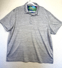 Birdie Bound Polo Shirt Mens 3XL Gray Striped Golf Performance Stretch Tropical