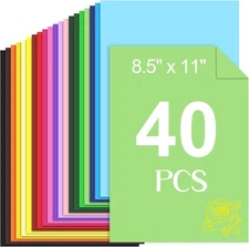 40 Sheets Colored Cardstock - 20 Assorted Colors 8.5"x11" Cardstock Paper,180gsm