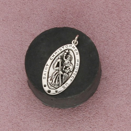sterling silver vintage catholic saint christopher medal pendant