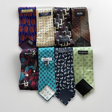 Lot of 8 Men's Necktie Ties Cocktail, Roundtree, Covington, Ailes, George, Etc.