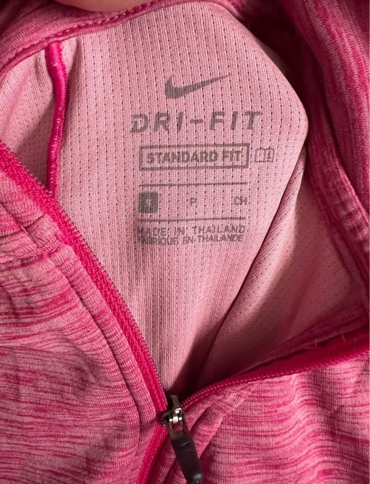 Nike Dri-FIT youth Pink 1/4 Zip Mock Neck Long Sleeve Pullover Top Size S thumbnail 4