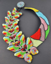 Butterfly Necklace Multicolor Bead Embroidery...