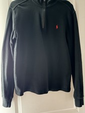 Polo Ralph Lauren boys xl 18-20 Thermal Waffle Knit Quarter Zip Pullover Black