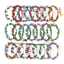 AmFor 22 Pcs Multicolor Rose Flower Wreath Crown Headband Garland Headpiece f...