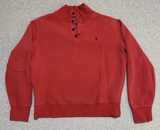Polo by Ralph Lauren Men's Red Gray 1/4 Button Up Long Sleeve Sweater Size Large