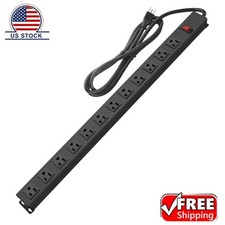 Metal Wall Mount Power Strip Mountable Power Outlet w/12 AC Outlets Power Socket