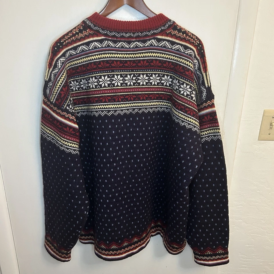 Suéter De Colección Lands End Lana Nordic Fair Isle Cuello Redondo Para Hombres XL Cottagecore Foto 3 de 4
