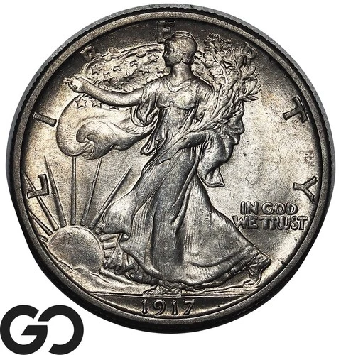 1917 Walking Liberty Half Dollar, Scarce This Nice, Gem BU++ Semi-Better Date!