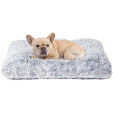Fluffy Plush Faux Fur Dog Crate Bed Pad for Medium Dogs, Calming Anti-Anxiety