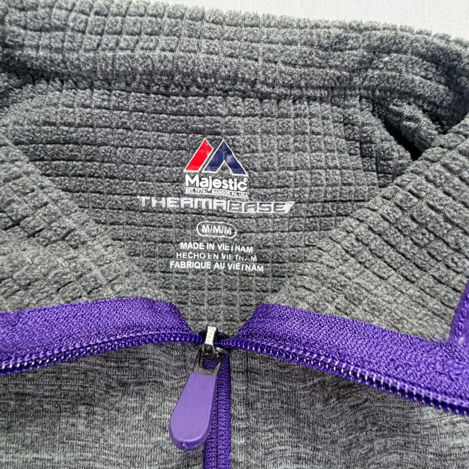 Majestic Baltimore Ravens Thermabase Mens M Gray Purple Quarter Zip Pullover - Image 3 of 4