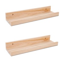Floating Shelves Set Of 2, 16 Inch Picture Ledge, Wall Mounted, Brown