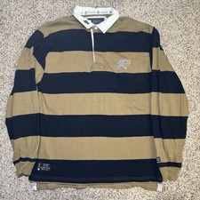 Men's Donegal Bay Purdue Brown/Black Rugby Style Long Sleeve Polo XL