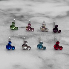 Triple Bubble Nose Bone Stud Rings CZ Gems 20G Mouse Nose Ring Body Jewelry