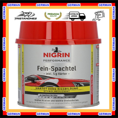Nigrin 2K Fine Filler with Hardener 250g Smoothing Filler Putty Filler Car