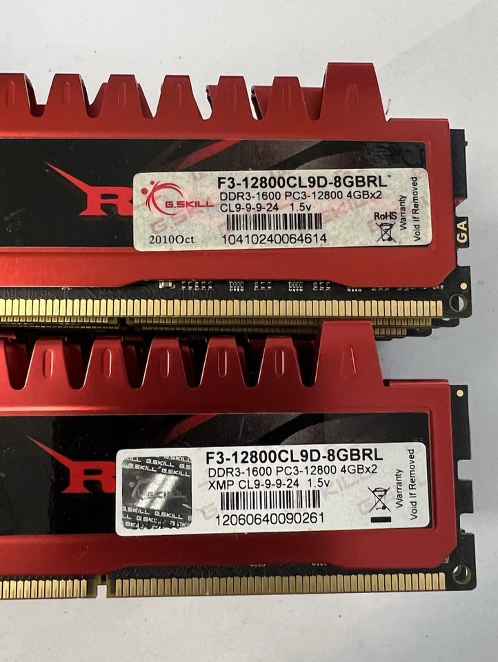 Lote de (16) G.Skill Ripjaws 4GB PC3-12800 DDR3-1600 RAM DIMM F3-12800CL9D-8GBRL Foto 2 de 3