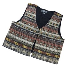 Agapo Collection Vintage Tapestry Vest Womens Large Geometric Floral Cotton