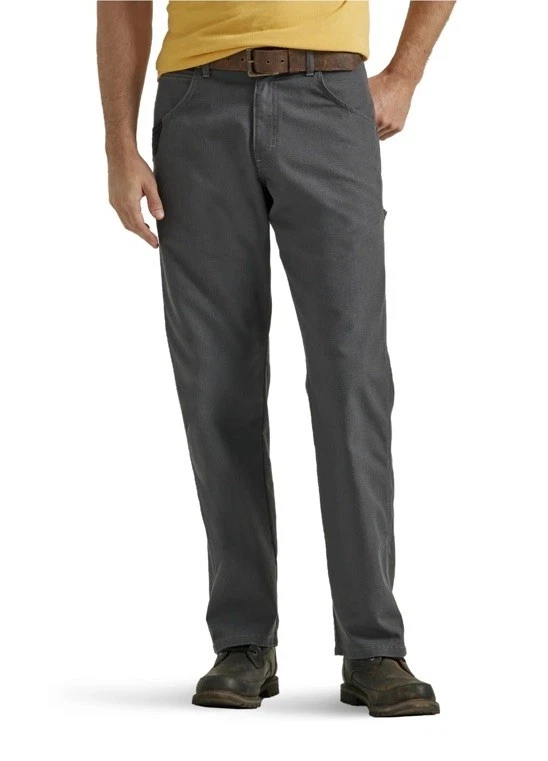 Wrangler Men Workwear Relaxed Fit Utility Pants Utility Pockets Graphite 40x32